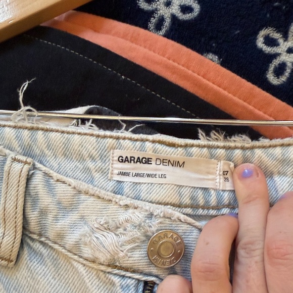 Garage Distressed Light Gray Wide Leg Jeans - Picture 3 of 3